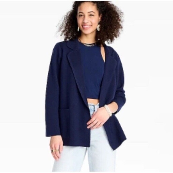 J. Crew Eloise Sweater Blazer Navy Women's Sweater Merino Wool Sz Small - Picture 1 of 7